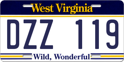 WV license plate DZZ119