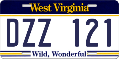 WV license plate DZZ121