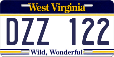 WV license plate DZZ122