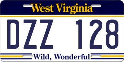 WV license plate DZZ128