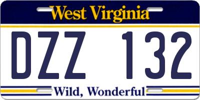 WV license plate DZZ132
