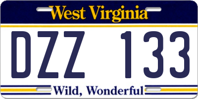 WV license plate DZZ133