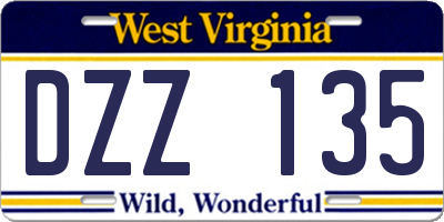 WV license plate DZZ135