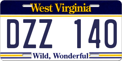 WV license plate DZZ140