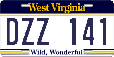 WV license plate DZZ141