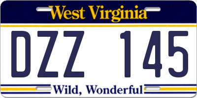WV license plate DZZ145