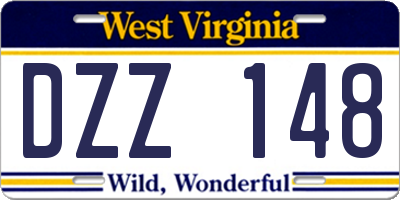 WV license plate DZZ148