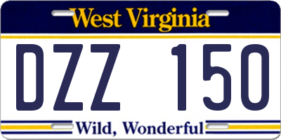 WV license plate DZZ150