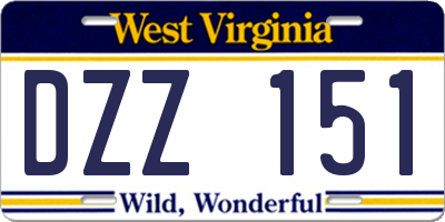 WV license plate DZZ151