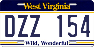 WV license plate DZZ154