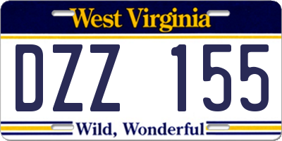 WV license plate DZZ155