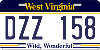 WV license plate DZZ158