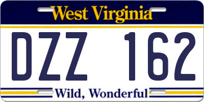WV license plate DZZ162