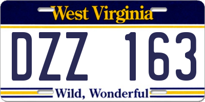 WV license plate DZZ163