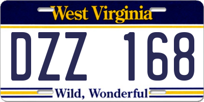 WV license plate DZZ168