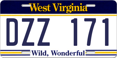 WV license plate DZZ171