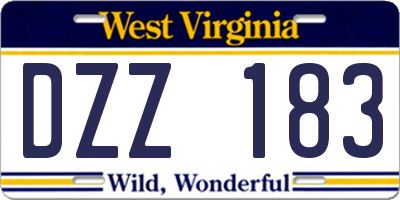 WV license plate DZZ183