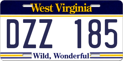 WV license plate DZZ185