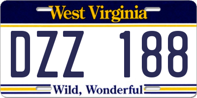 WV license plate DZZ188