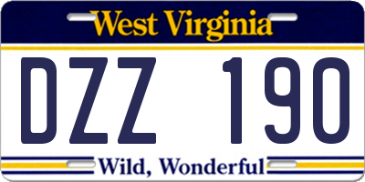 WV license plate DZZ190