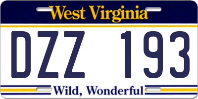 WV license plate DZZ193