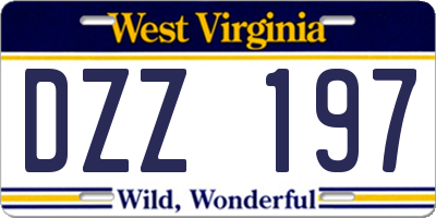 WV license plate DZZ197