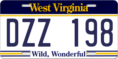 WV license plate DZZ198