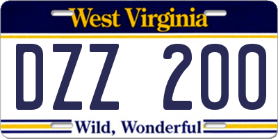 WV license plate DZZ200