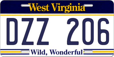 WV license plate DZZ206