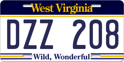WV license plate DZZ208