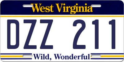 WV license plate DZZ211