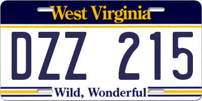 WV license plate DZZ215