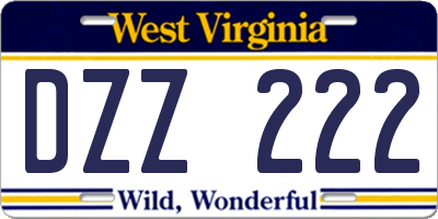 WV license plate DZZ222
