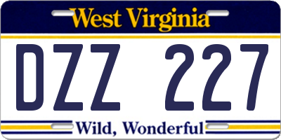 WV license plate DZZ227