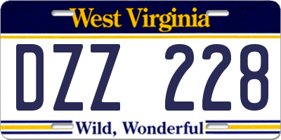 WV license plate DZZ228