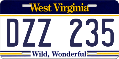 WV license plate DZZ235