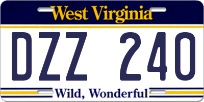 WV license plate DZZ240
