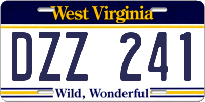 WV license plate DZZ241