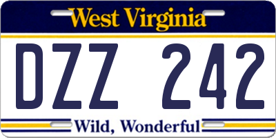 WV license plate DZZ242
