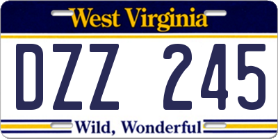 WV license plate DZZ245