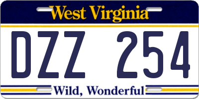 WV license plate DZZ254