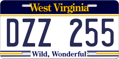 WV license plate DZZ255