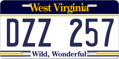 WV license plate DZZ257
