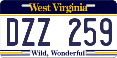 WV license plate DZZ259