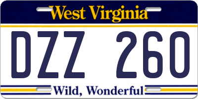 WV license plate DZZ260