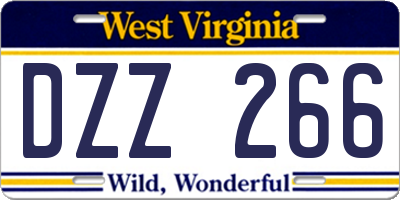 WV license plate DZZ266