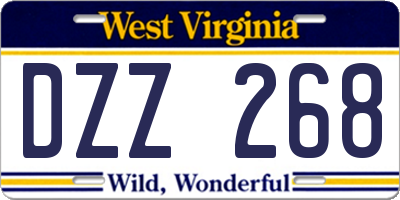 WV license plate DZZ268