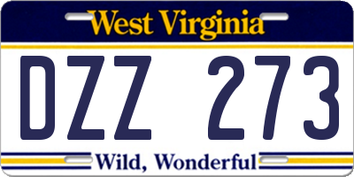 WV license plate DZZ273