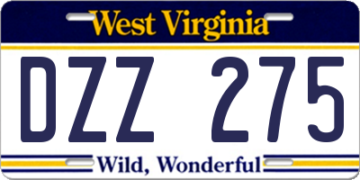 WV license plate DZZ275