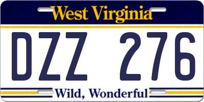 WV license plate DZZ276